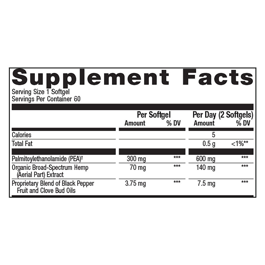 PEA Relief by Metagenics Ingredients Label