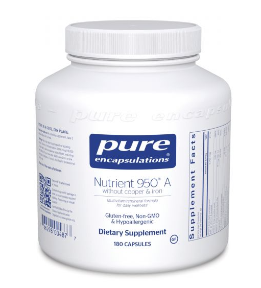 Nutrient 950 A without copper and iron by Pure Encapsulations (180 Capsules)