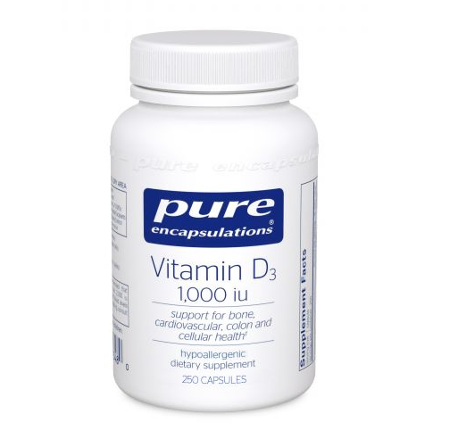 Vitamin D3 25mcg (1,000 iu) by Pure Encapsulations (250 Capsules)