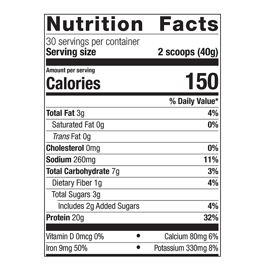 Perfect Protein Pea & Rice (Chocolate) by Metagenics Ingredients Label
