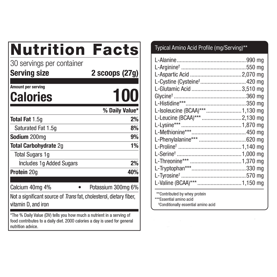 Perfect Protein Whey (Vanilla) by Metagenics Ingredients Label