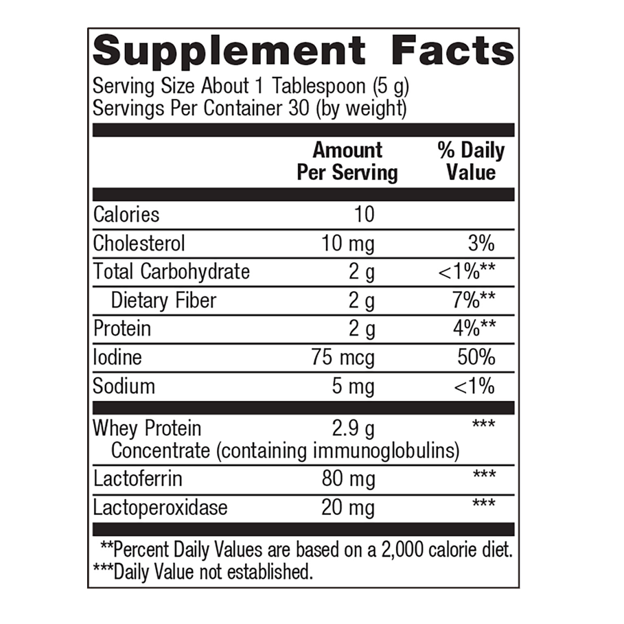 Probioplex Intensive Care Powder by Metagenics Ingredients Label