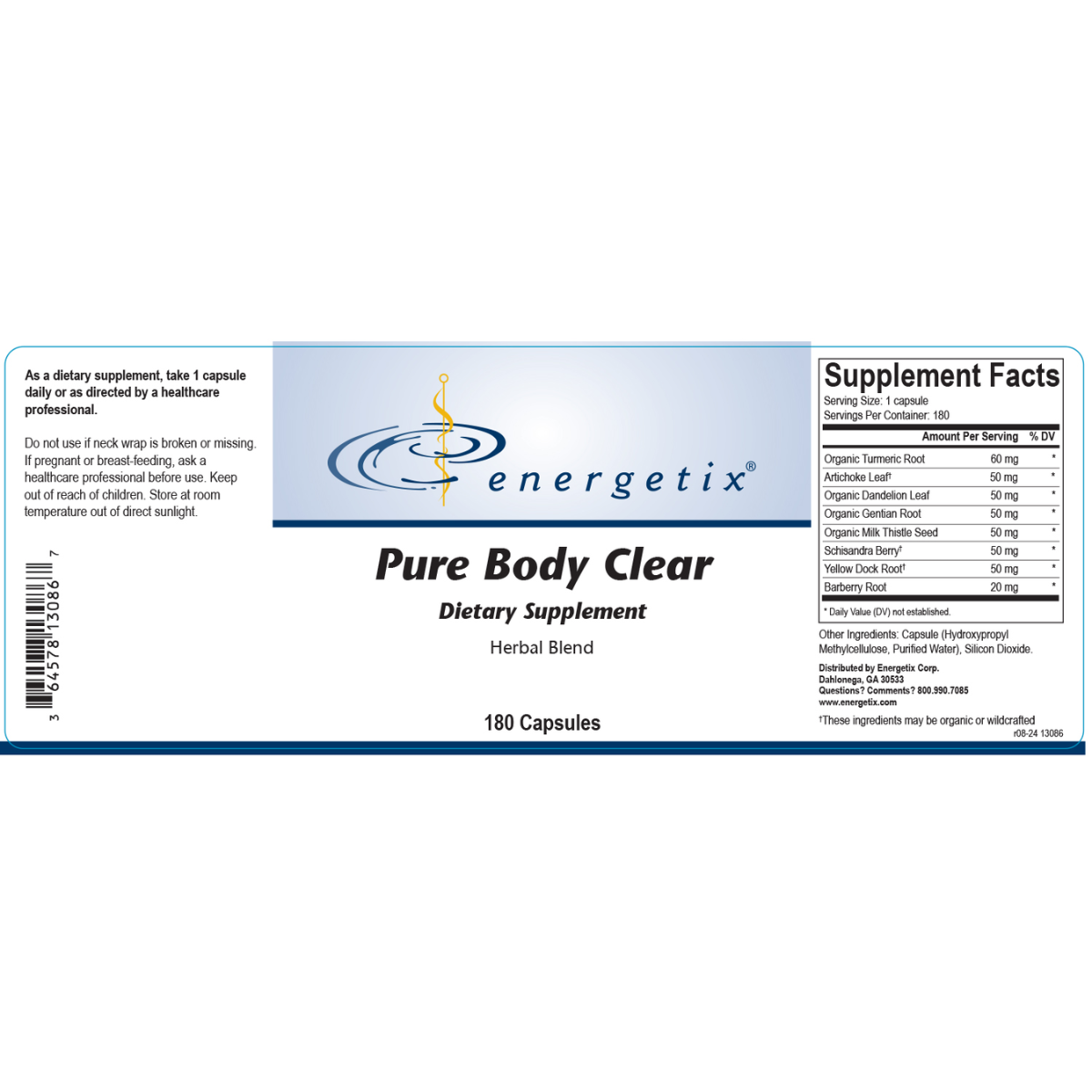 Pure Body Clear is an herbal blend formulated as gentle support for the primary elimination pathways.