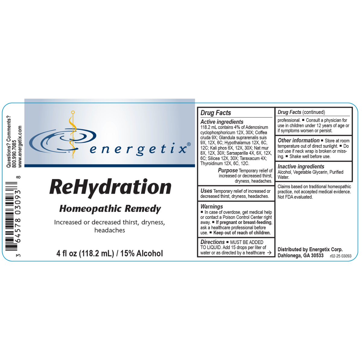 ReHydration is a homeopathic combination formula for the symptoms associated with fluid imbalances.