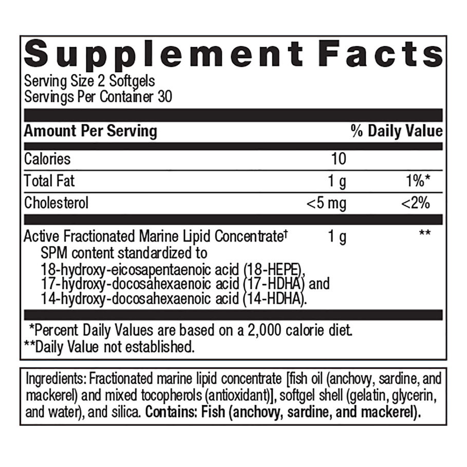 SPM Active by Metagenics Ingredients Label