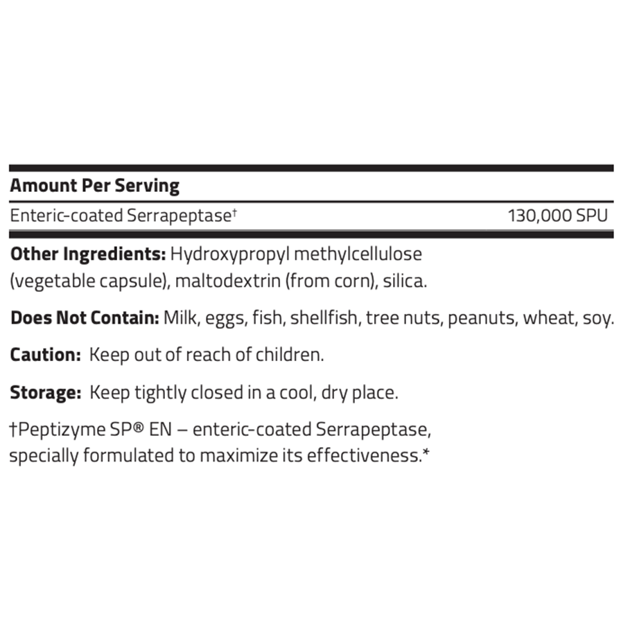 Serrapeptase HP by NuMedica Ingredient Label