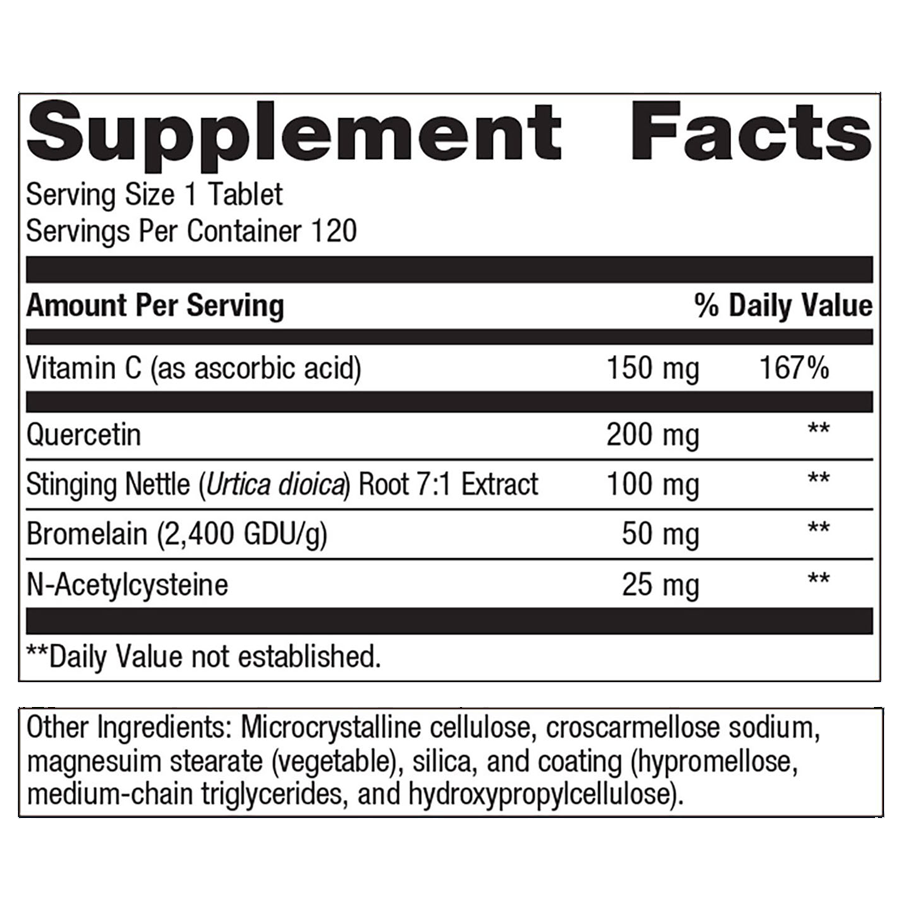 Sinuplex by Metagenics Ingredients Label