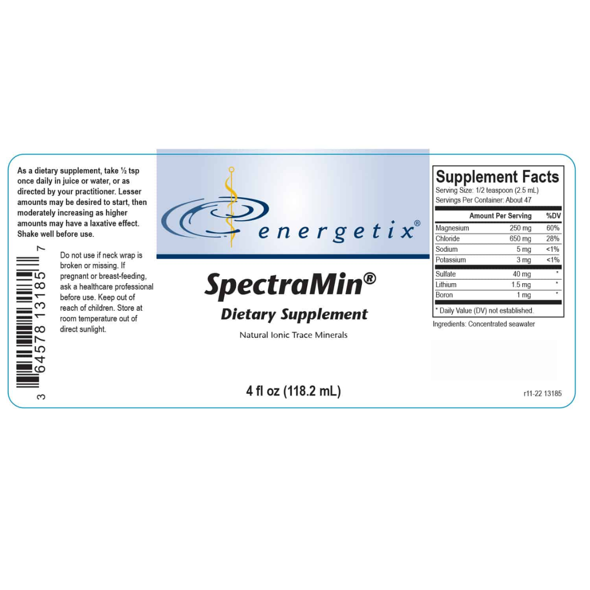 SpectraMin®, an ionic trace mineral complex, helps maintain the body’s mineral and electrolyte balance. 