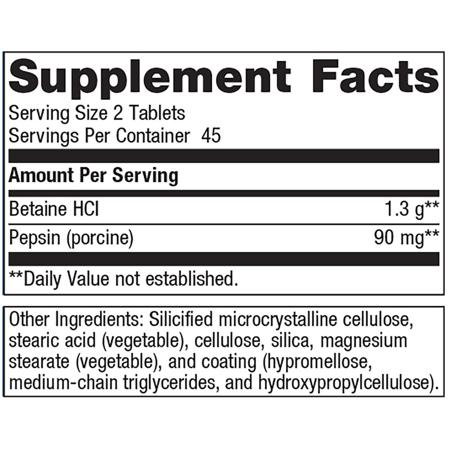 SpectraZyme Metagest (formerly Metagest) by Metagenics Ingredients Label