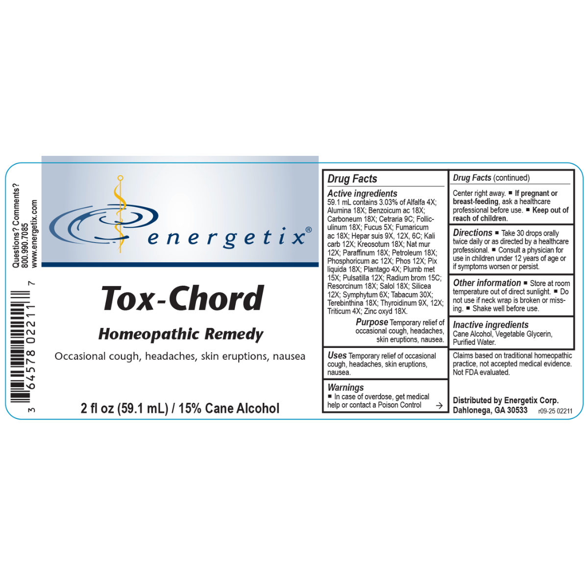 ox-Chord is a homeopathic combination formula for a broad range of symptoms associated with inhaled or dermal exposure to chemicals. T