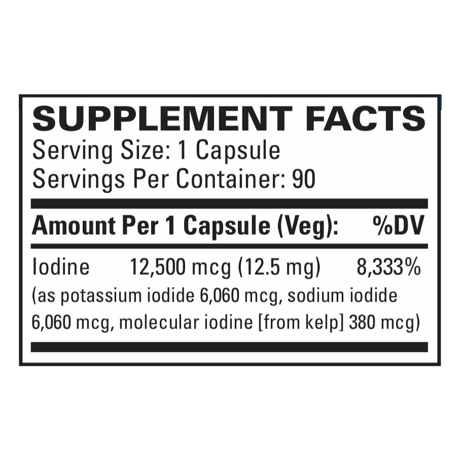 Tri-Iodine 12.5 mg by EuroMedica Ingredients Label