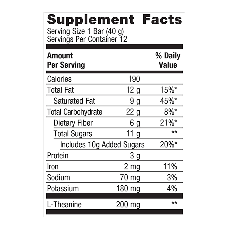 Ultra Calm Bar by Metagenics Ingredients Label