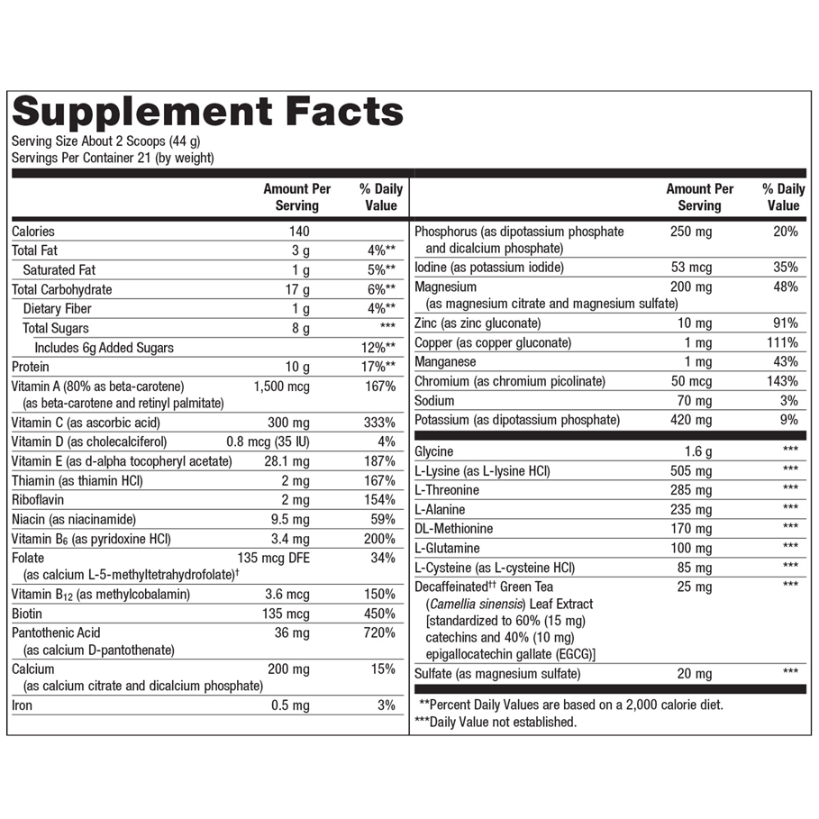 UltraClear Plus (Berry) by Metagenics Ingredients Label