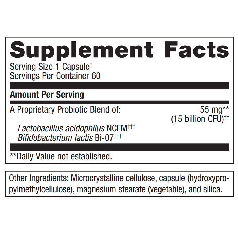UltraFlora Balance by Metagenics Ingredients Label