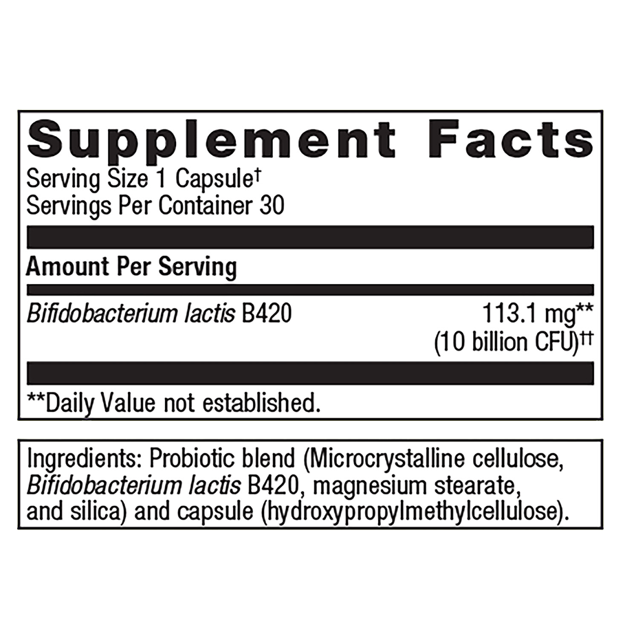 UltraFlora Control by Metagenics Ingredients Label