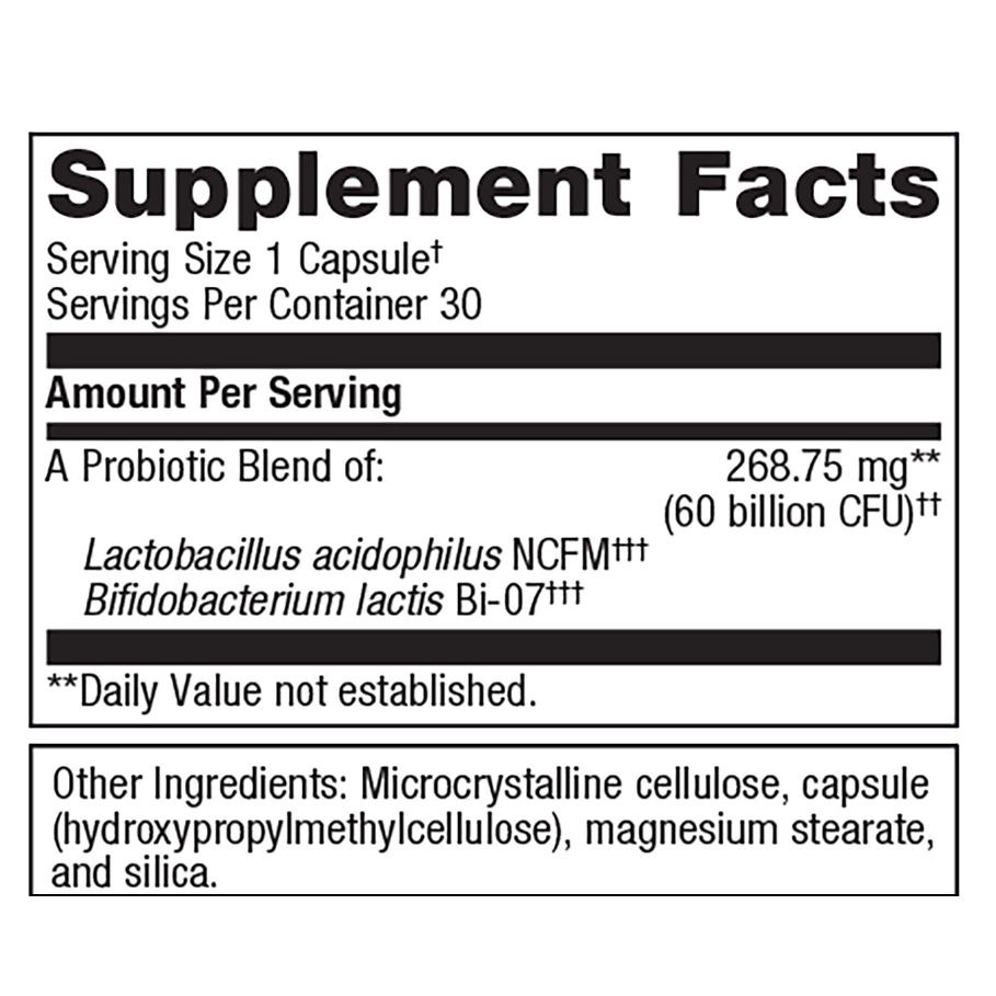UltraFlora IB by Metagenics Ingredients Label
