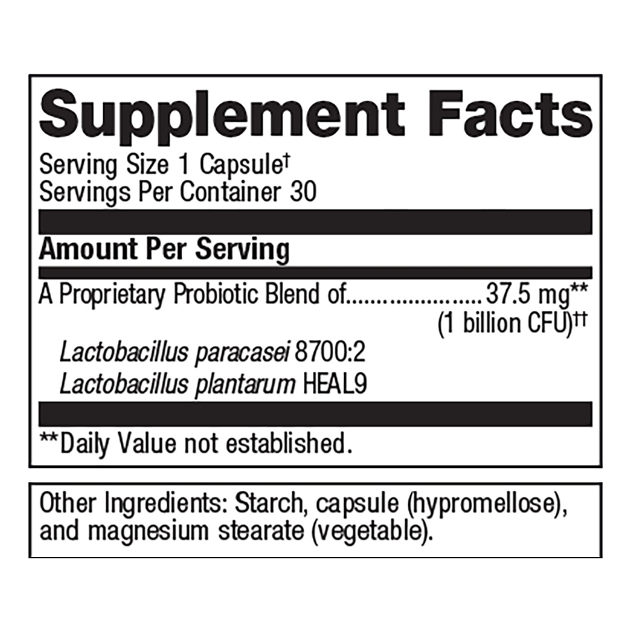 UltraFlora Immune Booster by Metagenics Ingredients Label