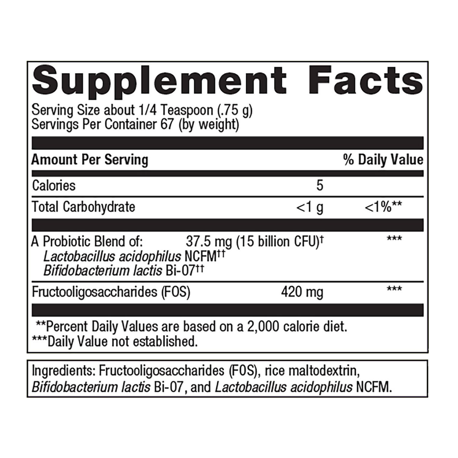 UltraFlora Synergy by Metagenics Ingredients Label