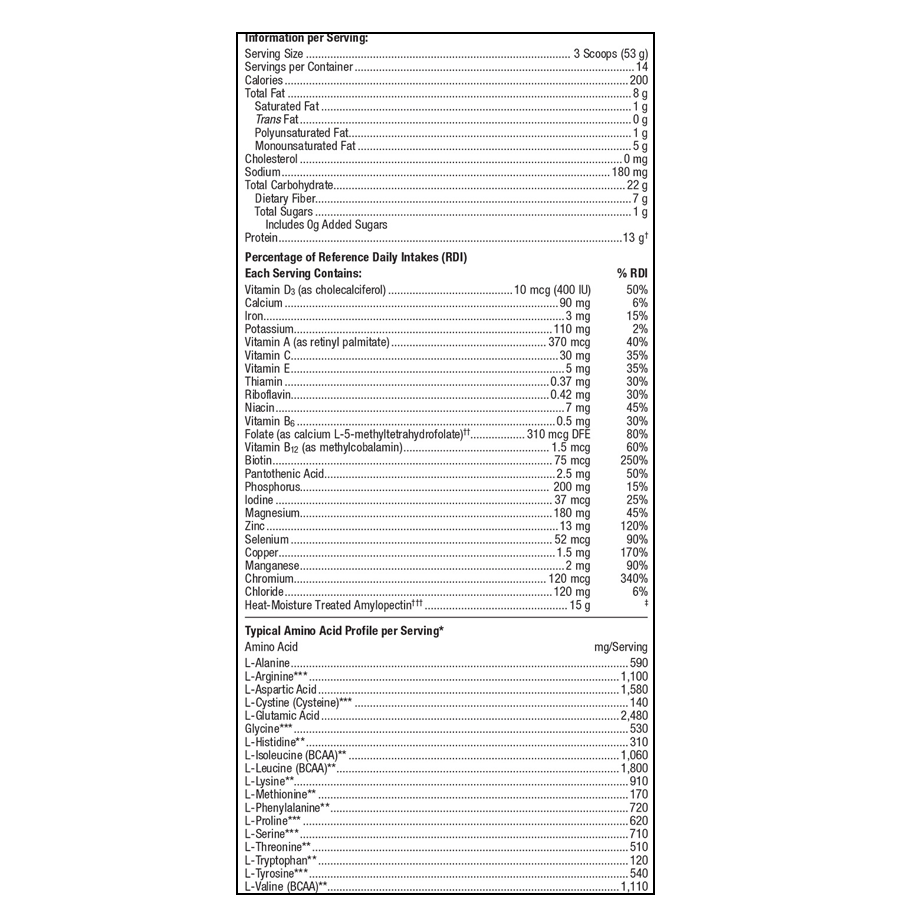 Ultra Glucose Control 14 Servings (Vanilla) by Metagenics Ingredients Label
