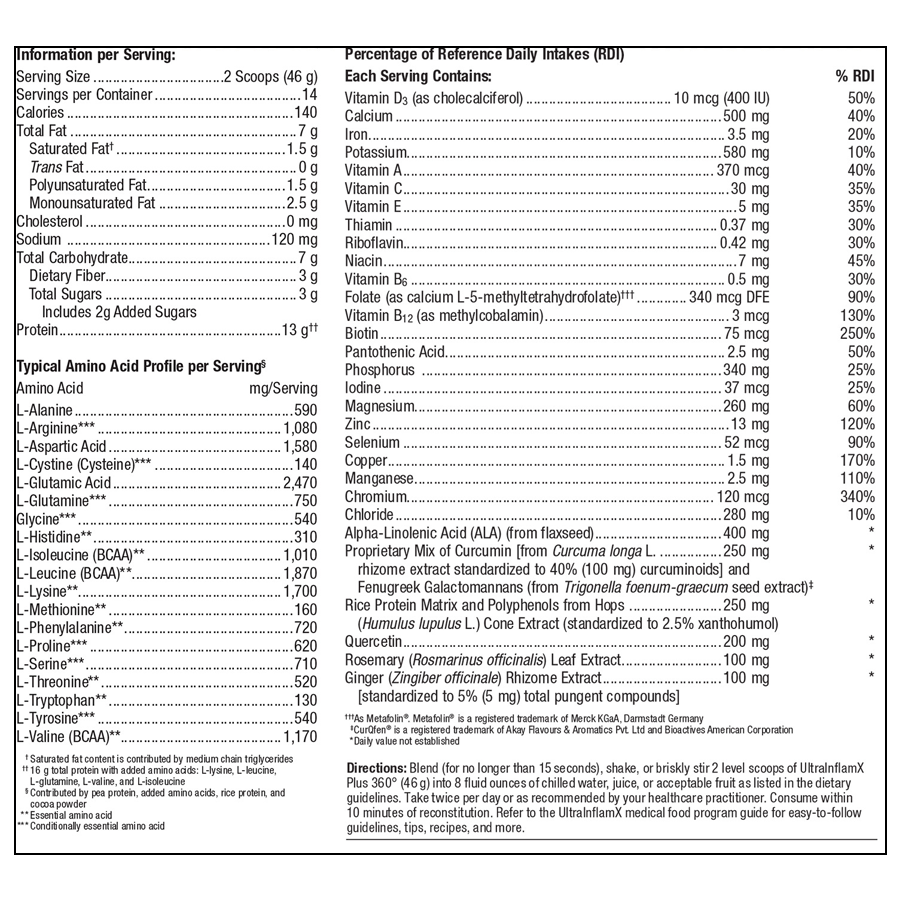 UltraInflamX Plus 360 (14 Servings) Chocolate Orange by Metagenics
