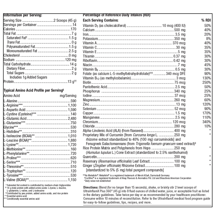 UltraInflamX Plus 360 (14 Servings) Pineapple Banana by Metagenics