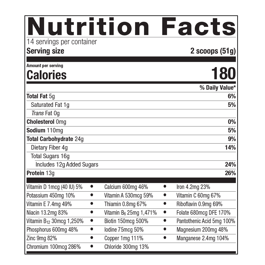 UltraMeal Rice (Chocolate) by Metagenics Ingredients Label