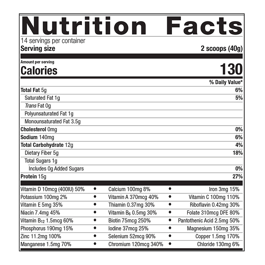 UltraMeal Daily Support (Mixed Berry) by Metagenics Ingredients Label