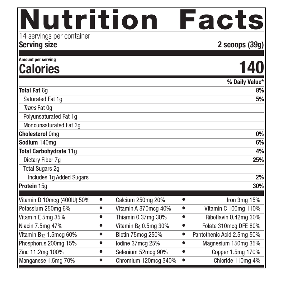 UltraMeal Daily Support (Chocolate) by Metagenics Ingredients Label