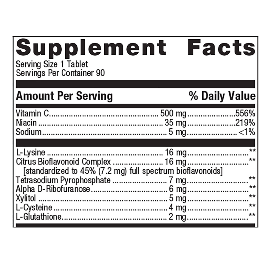 Ultra Potent-C 500 by Metagenics Ingredients Label