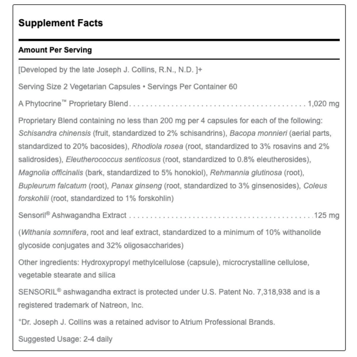 ADRENOMEND 120'S by Douglas Labs ingredients