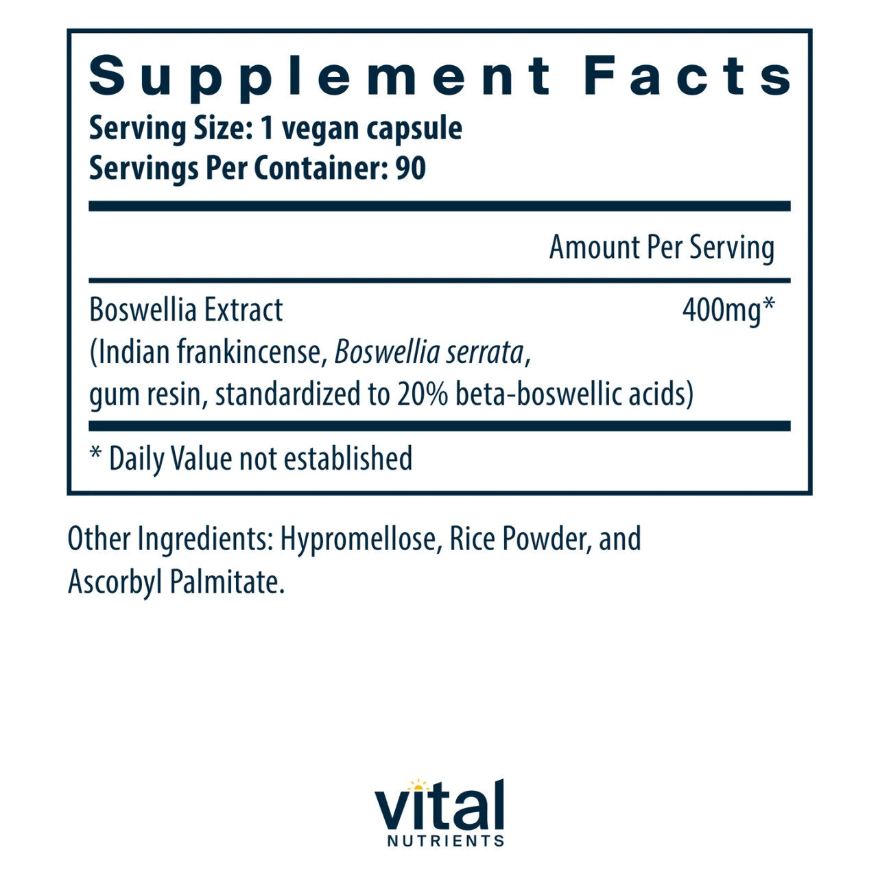 Boswellia Extract 400mg by Vital Nutrients Ingredients