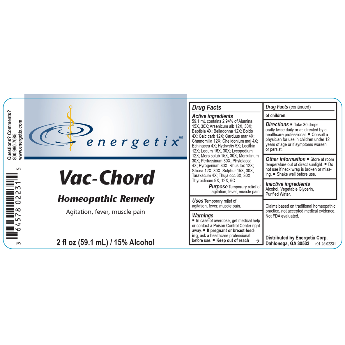 Vac-Chord is a homeopathic combination formula for symptoms which may appear after inoculation. The symptoms may be acute or long-standing.