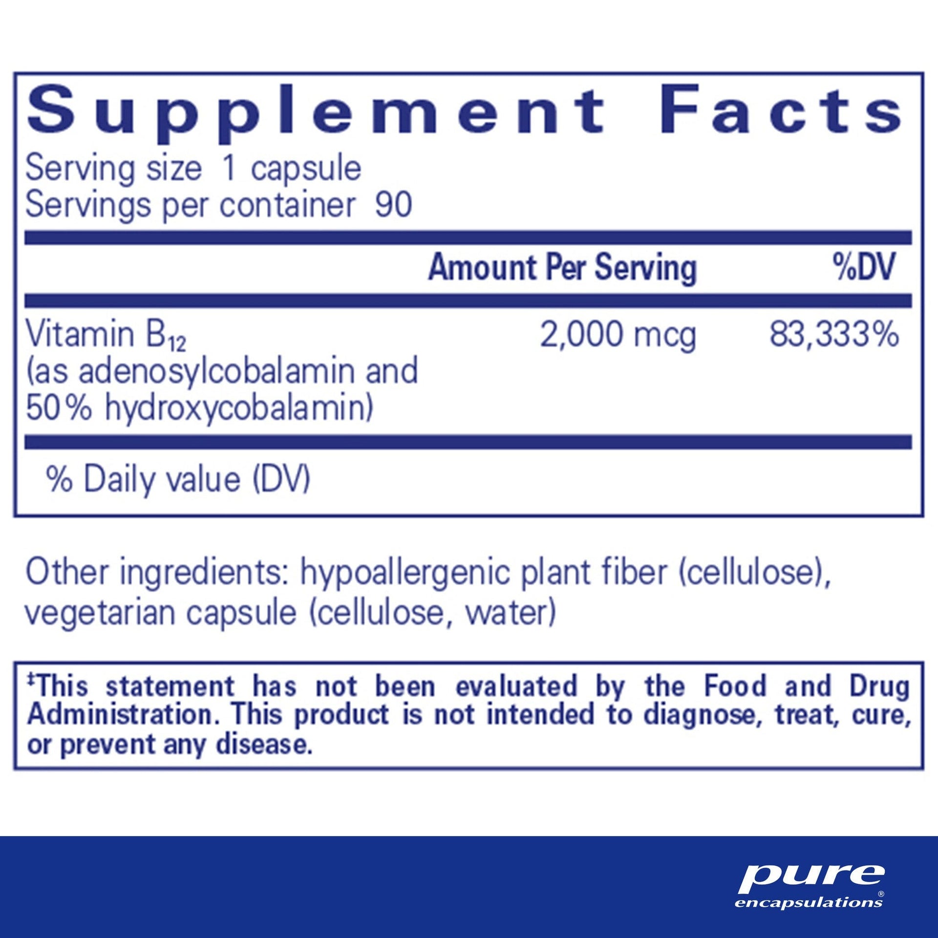 Adenosyl/Hydroxy B12 90 Capsules by Pure Encapsulations