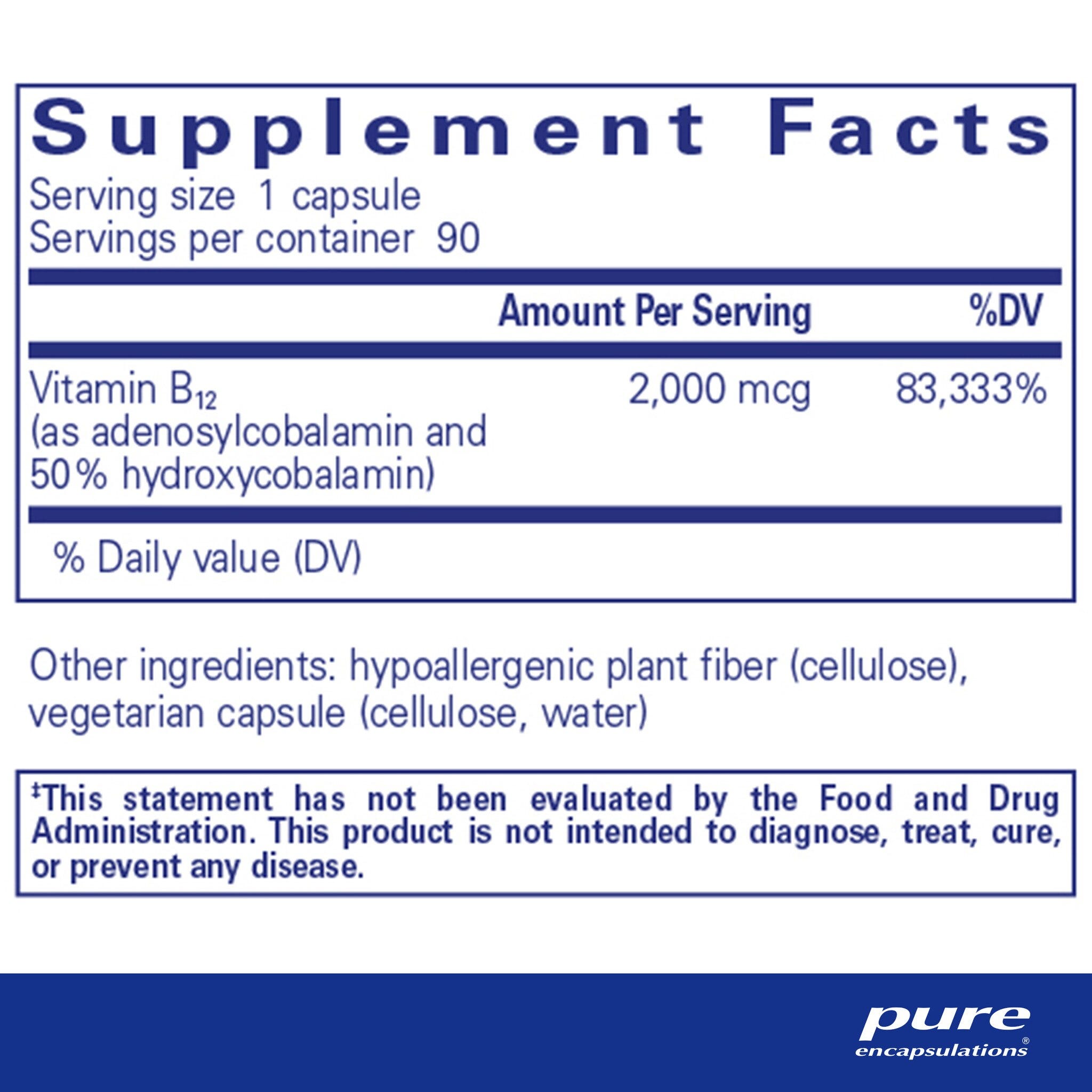 Adenosyl/Hydroxy B12 90 Capsules by Pure Encapsulations