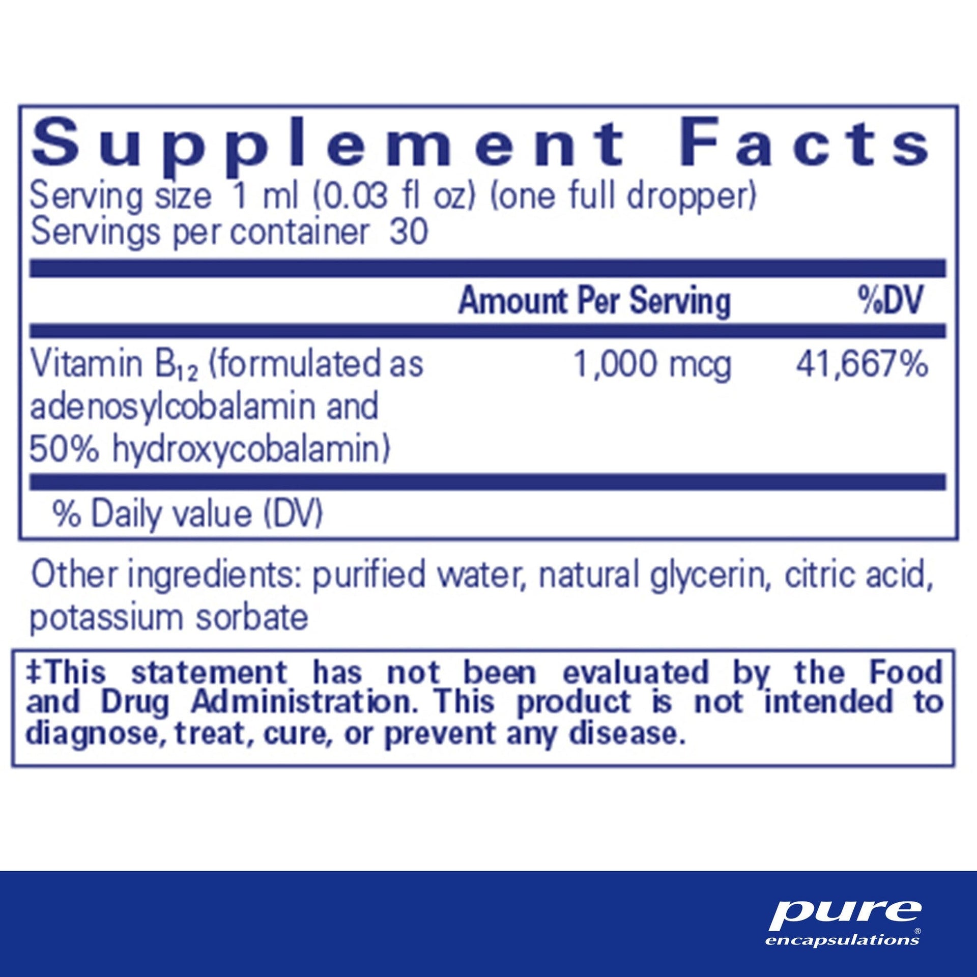 Adenosyl/Hydroxy B12 Liquid 30 mL by Pure Encapsulations