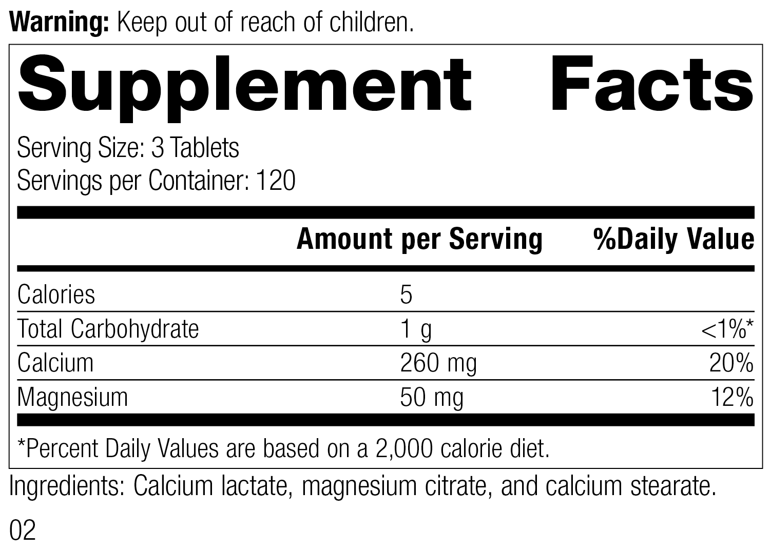 Calcium Lactate, 360 Tablets Supplement Facts
