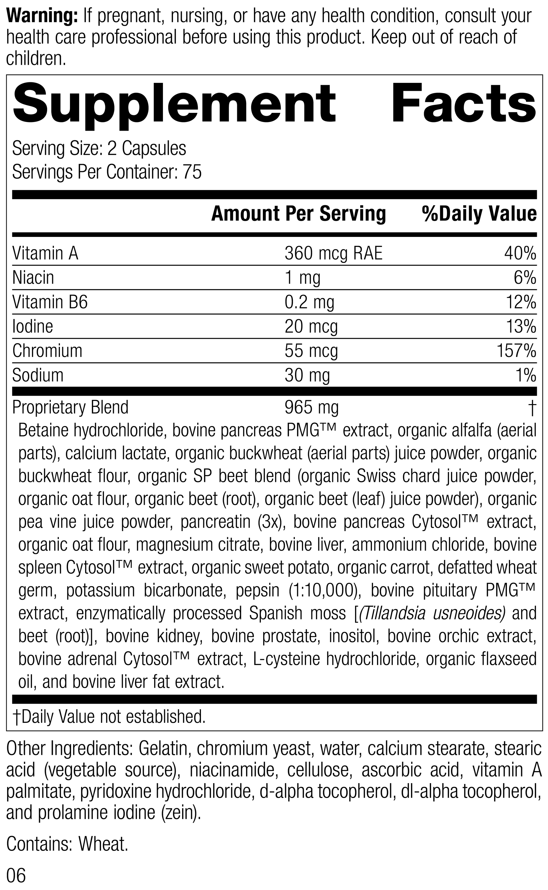 Diaplex, 150 Capsules Supplement Facts
