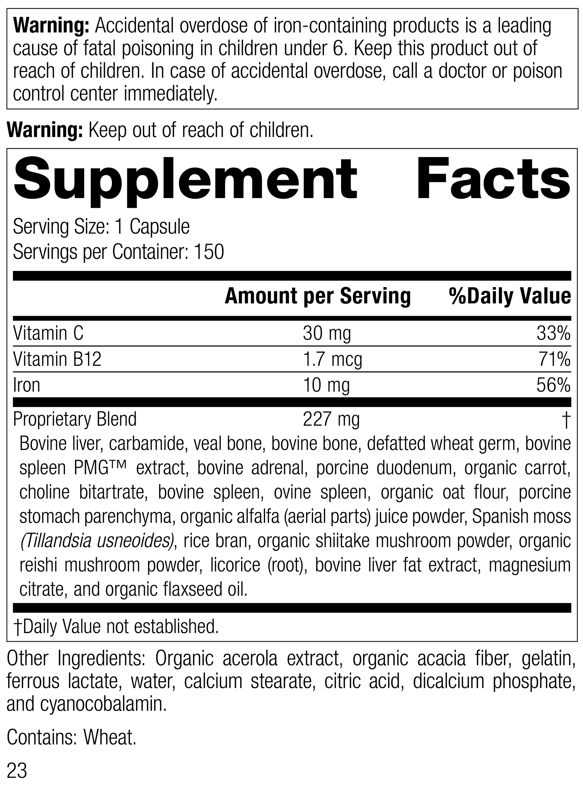Ferrofood®, 150 Capsules Supplement Facts