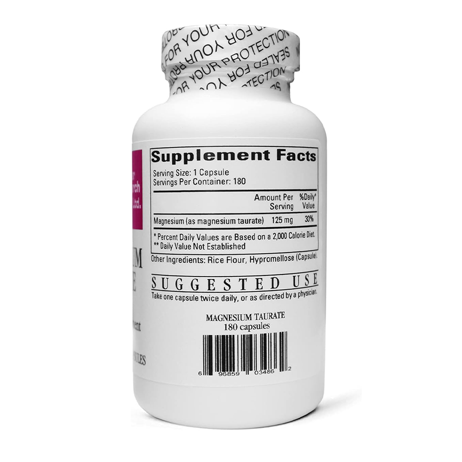 Magnesium Taurate 180 capsules by Cardiovascular Research Ltd.