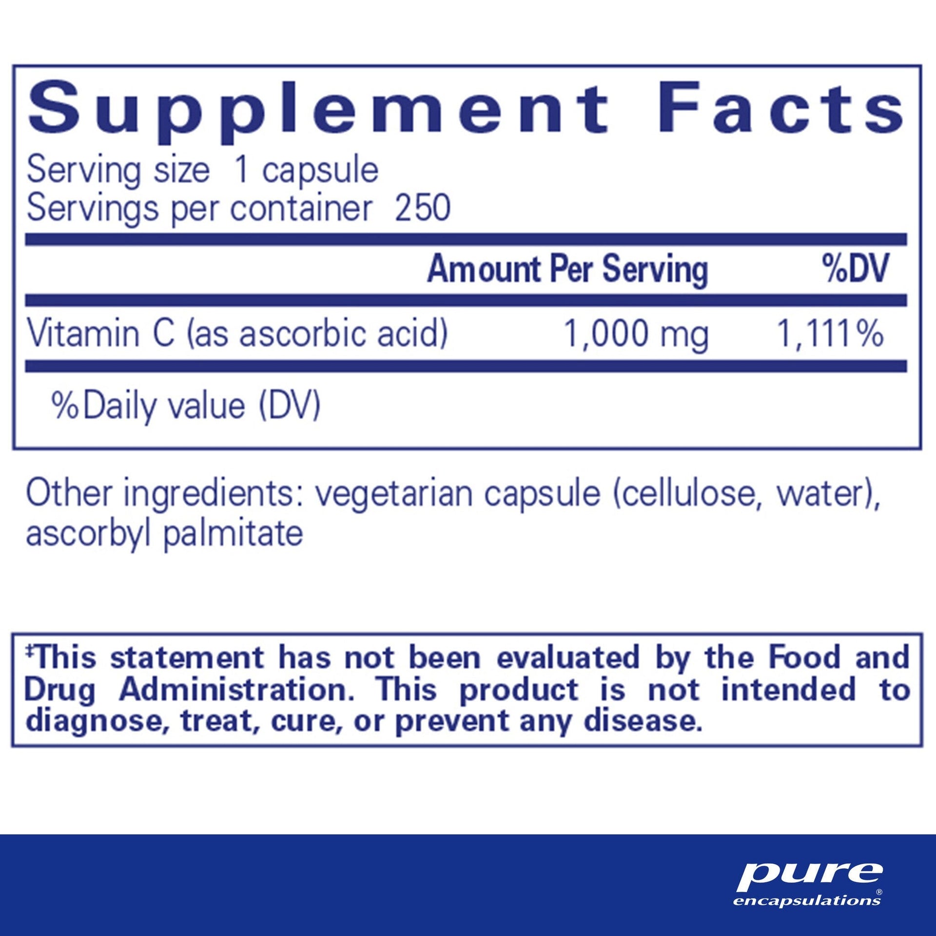 Ascorbic Acid 250 Capsules by Pure Encapsulations