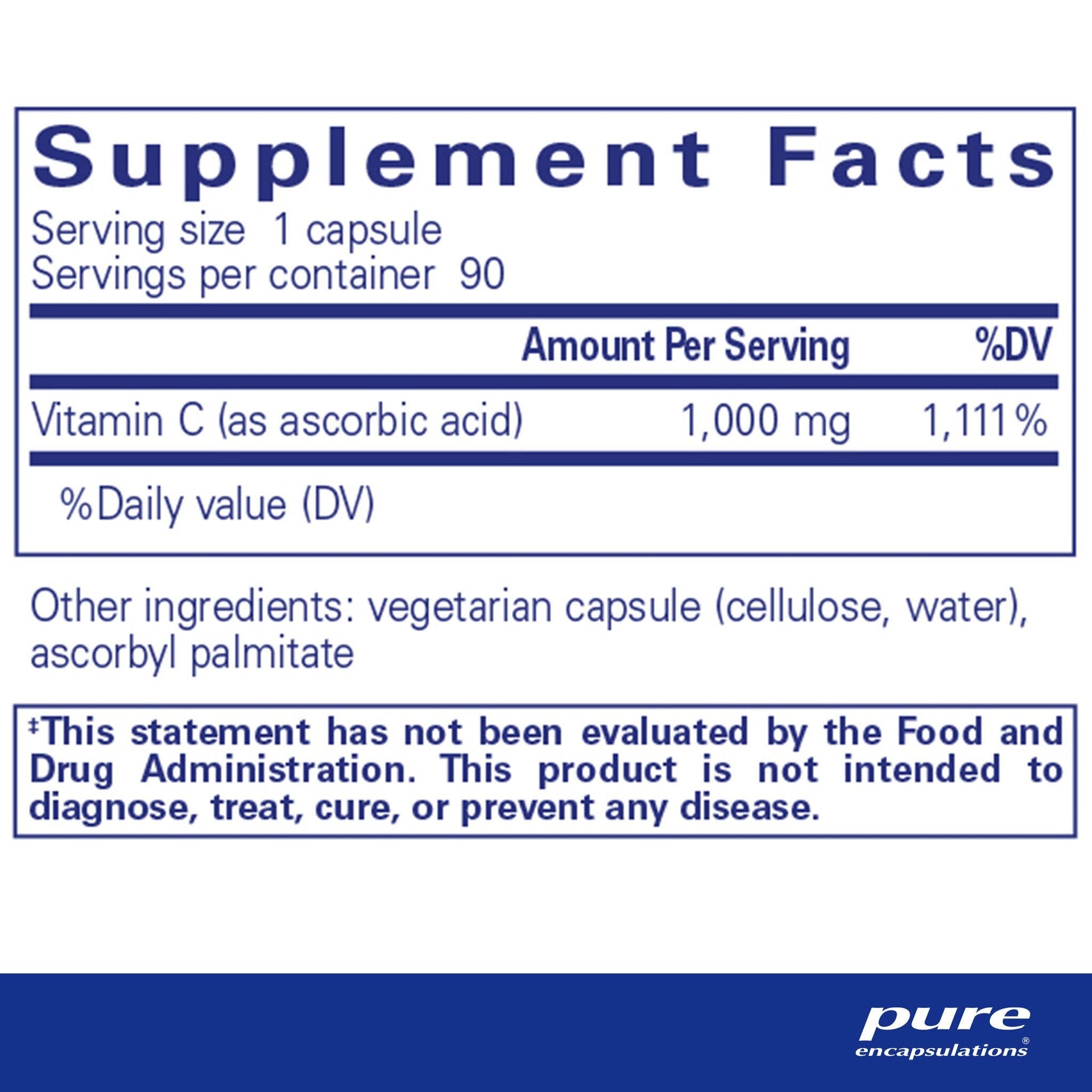 Ascorbic Acid 90 Capsules by Pure Encapsulations