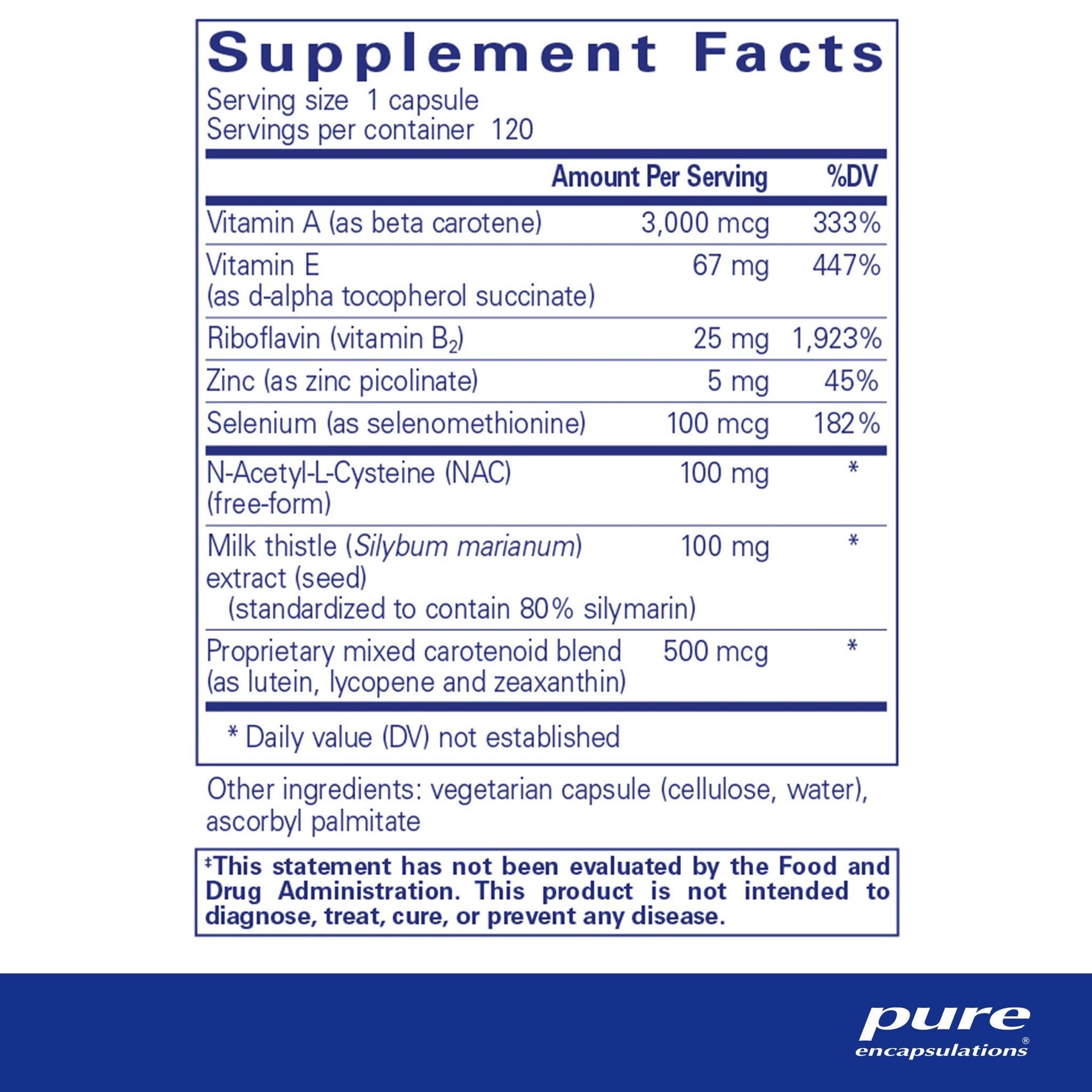 AntiOxidant Formula 120 Capsules by Pure Encapsulations