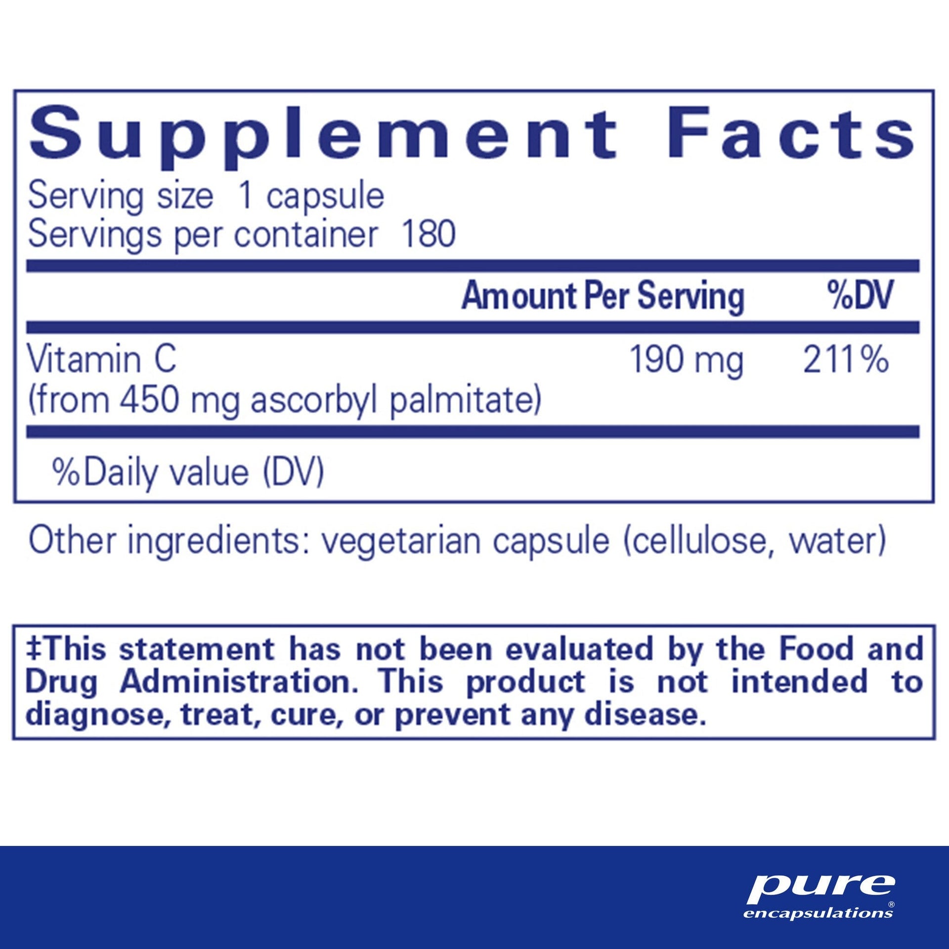 Ascorbyl Palmitate 180 Capsules by Pure Encapsulations