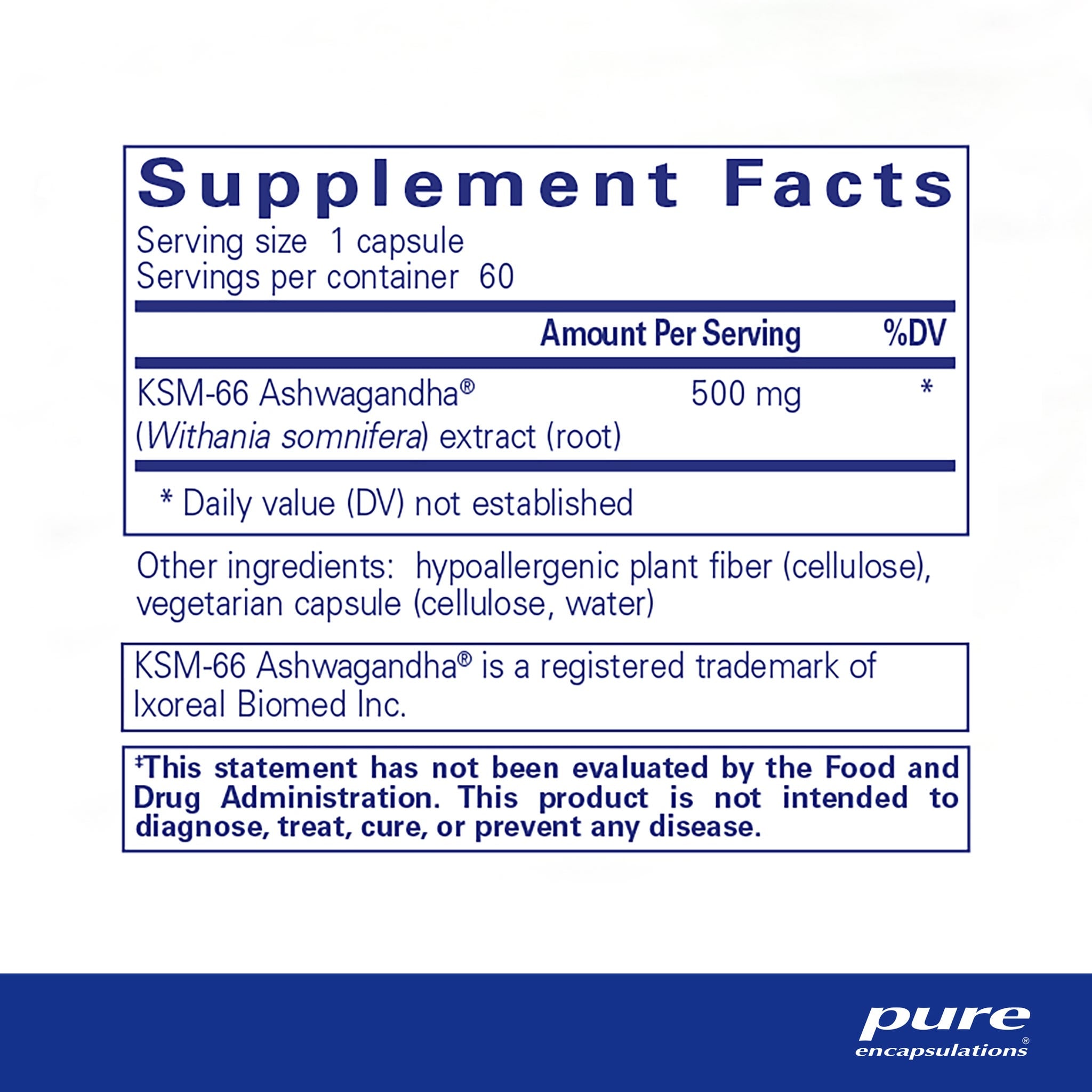 Ashwagandha 60 Capsules by Pure Encapsulations