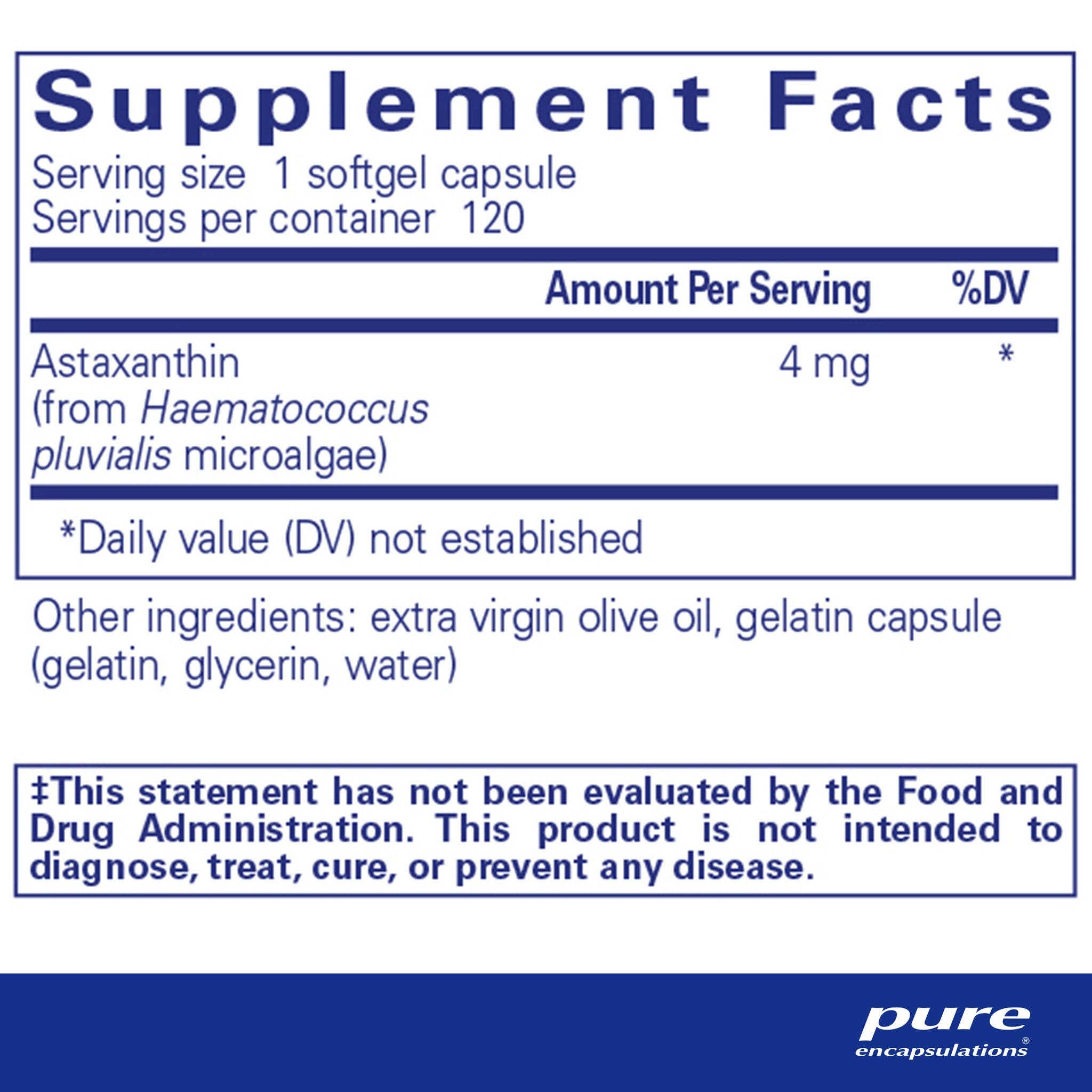 Astaxanthin 120 Capsules by Pure Encapsulations