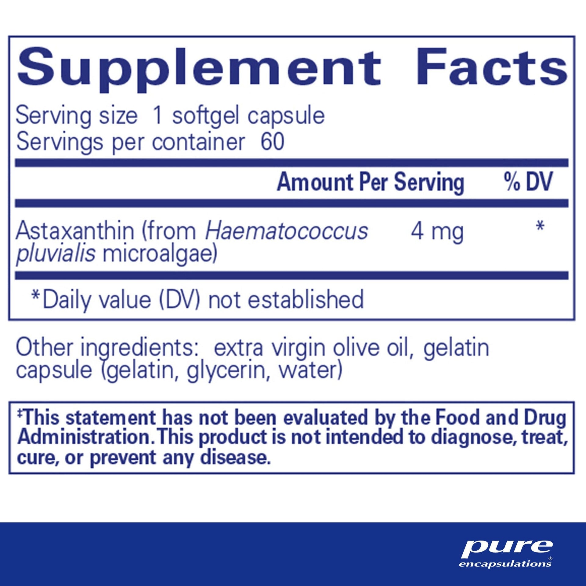 Astaxanthin 60 Capsules by Pure Encapsulations