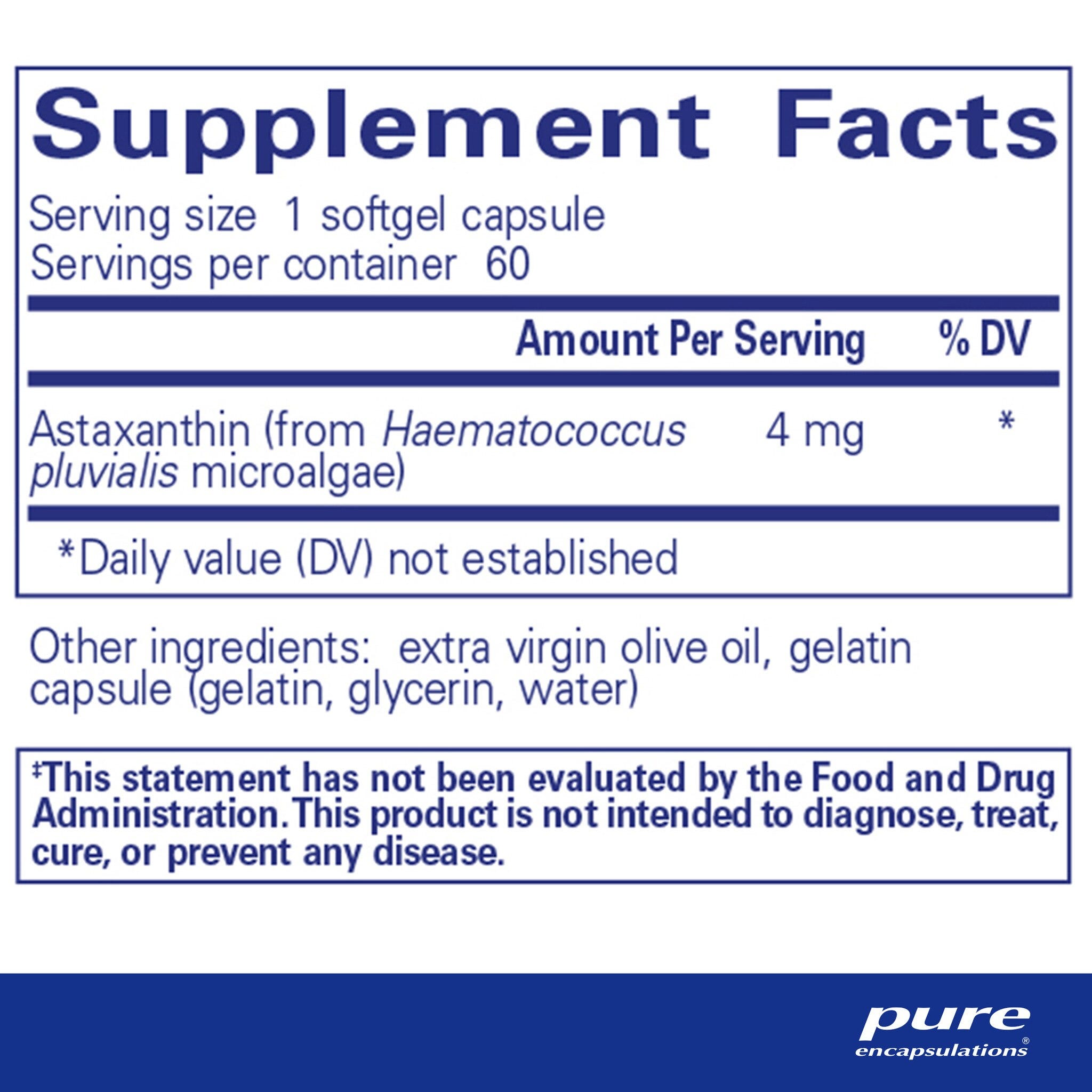 Astaxanthin 60 Capsules by Pure Encapsulations