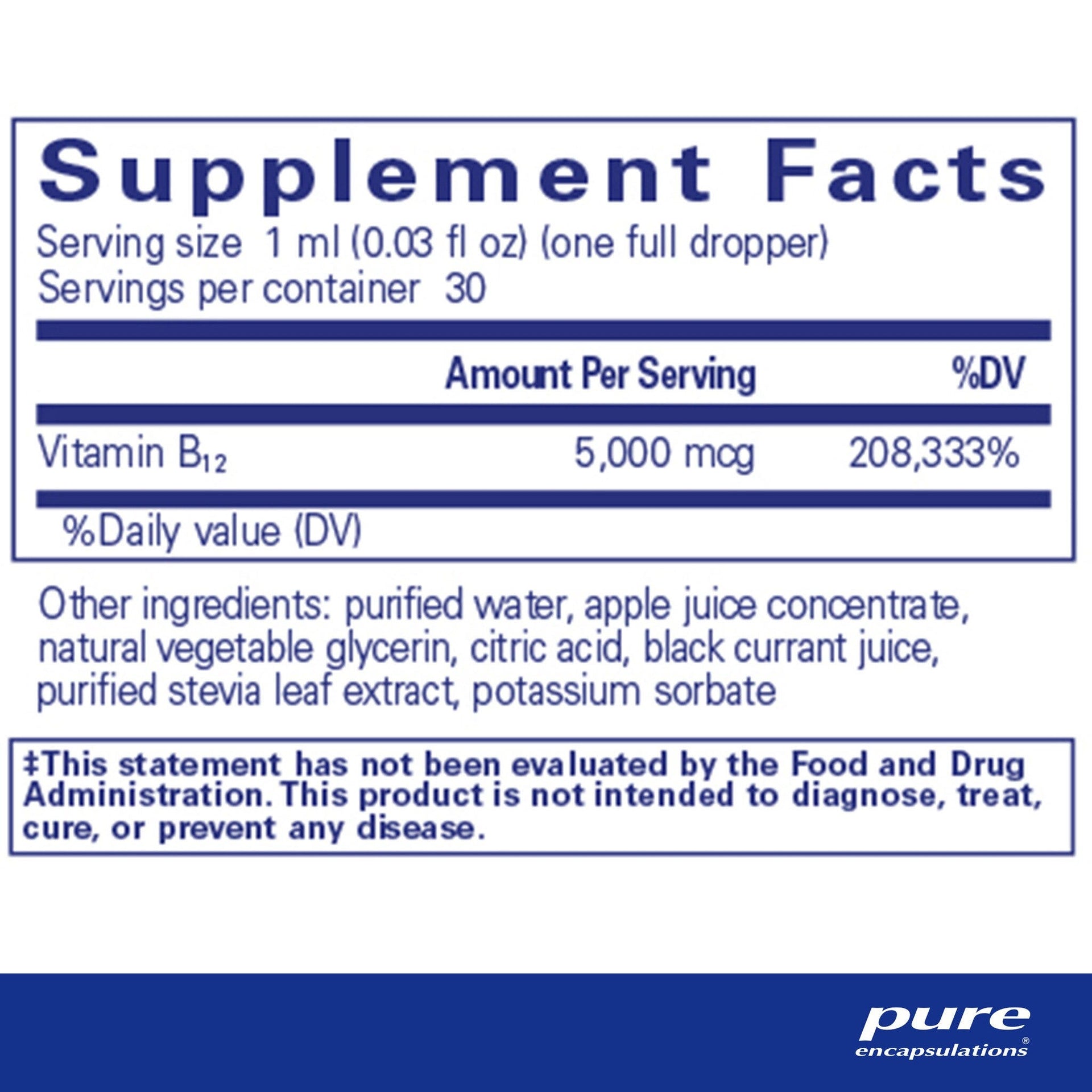 B12 5,000 Liquid 30 mL by Pure Encapsulations
