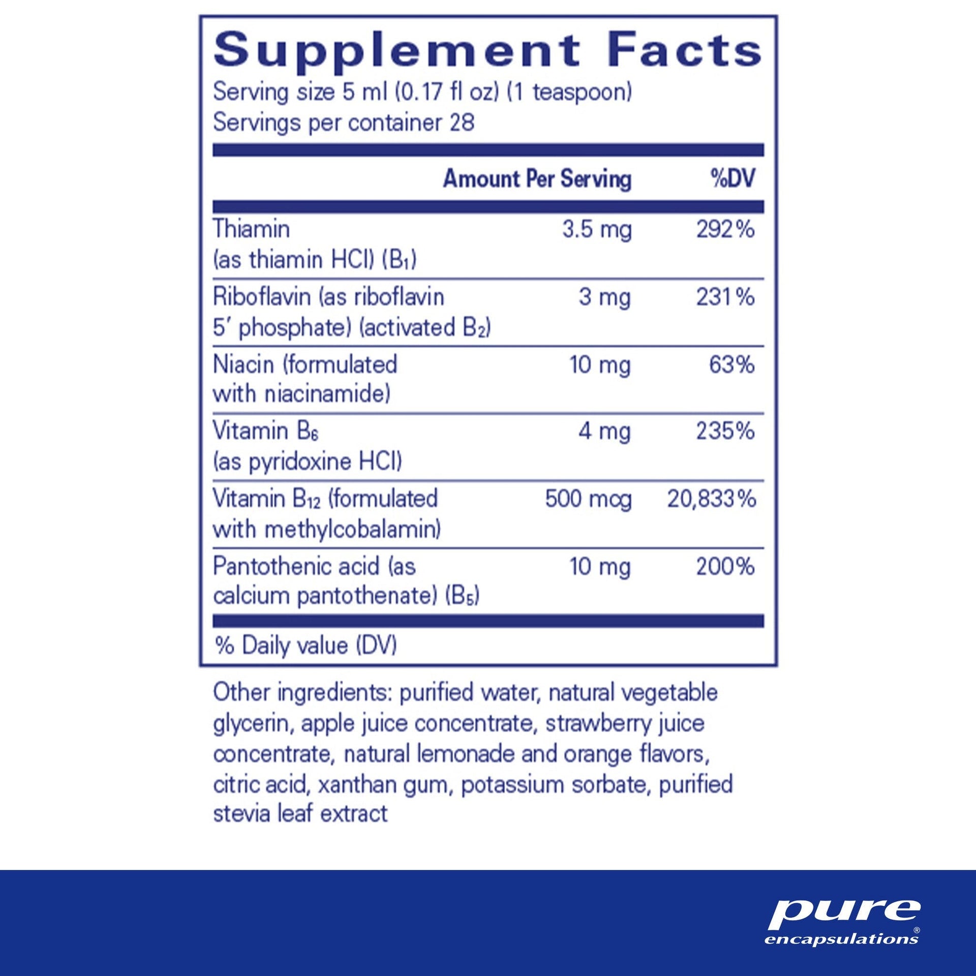 B-Complex Liquid 140 mL by Pure Encapsulations