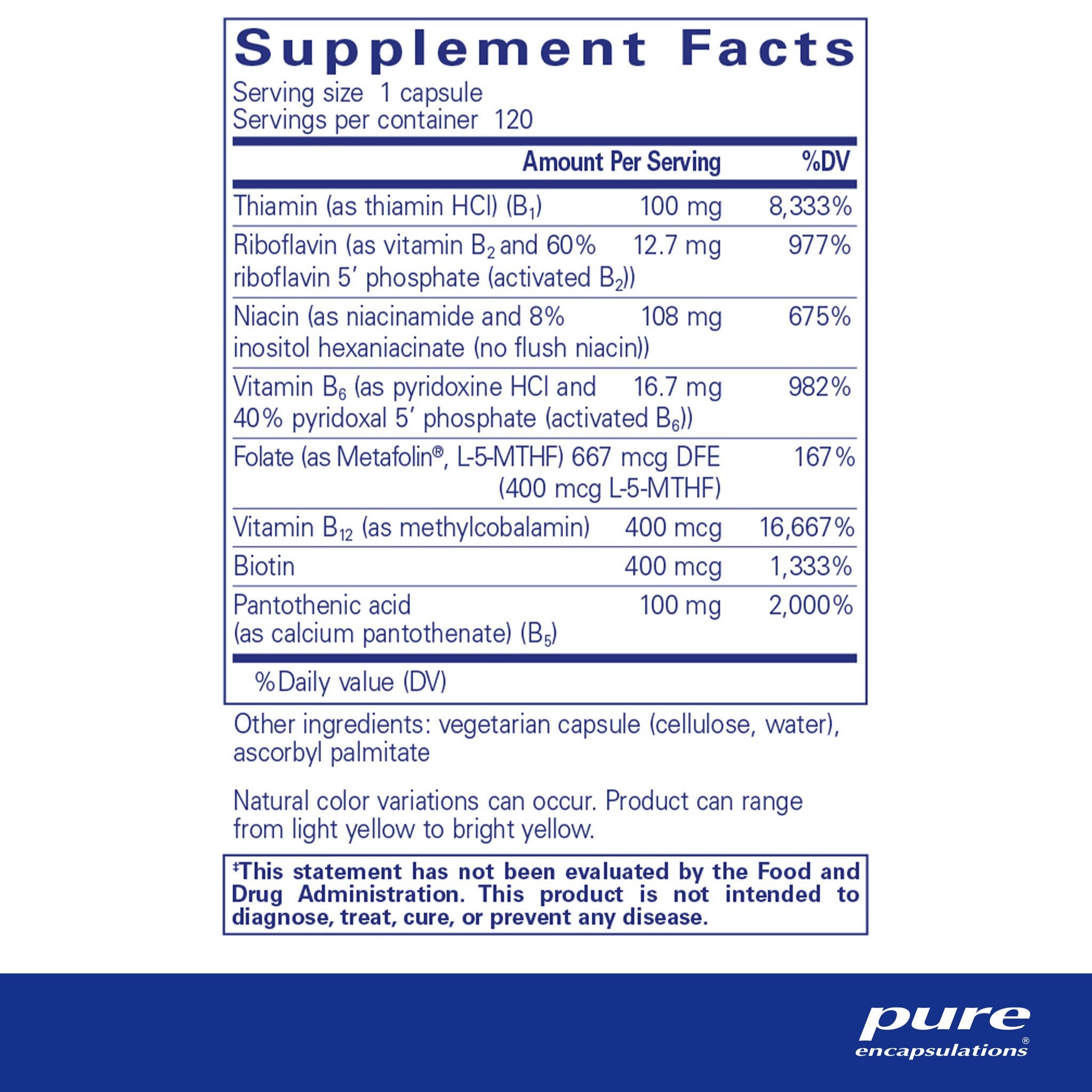 B-Complex Plus 120 Capsules by Pure Encapsulations